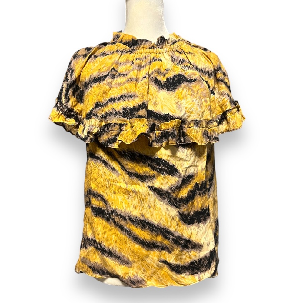 Hoffmann Copenhagen Tabitha Blouse Golden Hour Animal Print Size 34 - Picture 2 of 15
